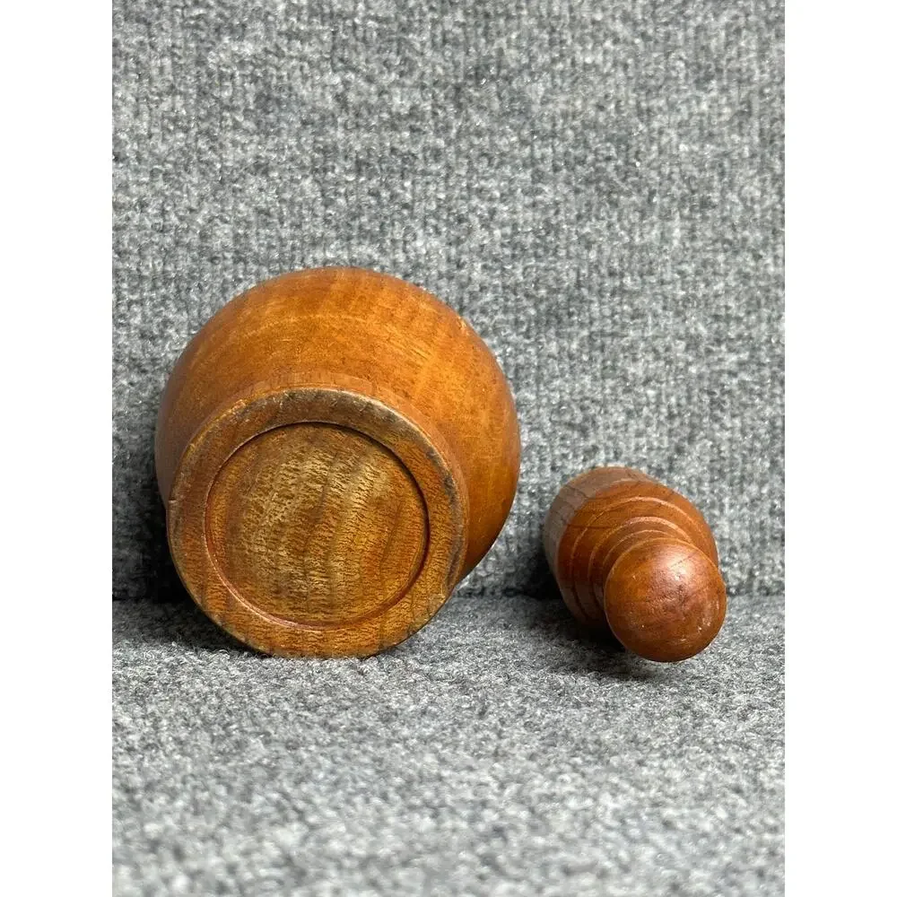 Vintage wooden mortar and pestle set herbs seasonings rustic boho vignette